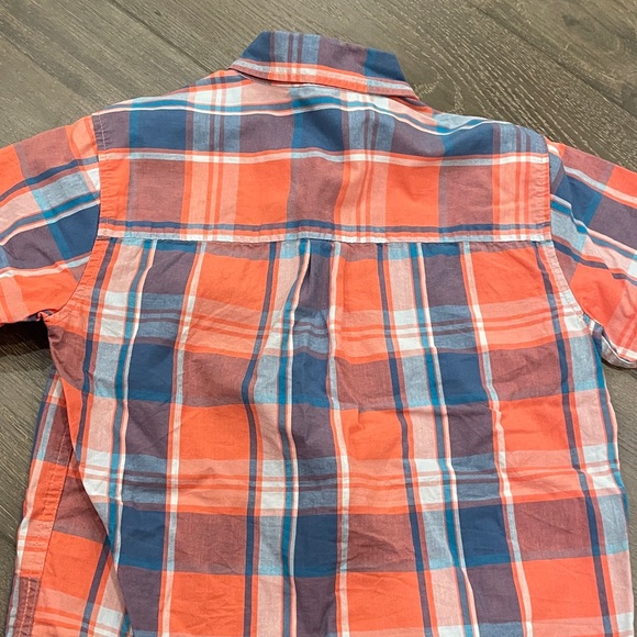 Old Navy Kids Checkered Button-Down Shirt - Orange and Blue - Picture 3 of 3